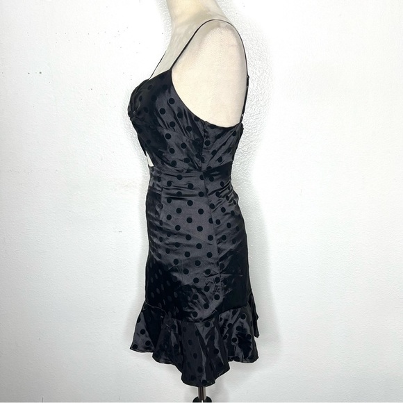 BY THE WAY Revolve Black Mini Dress Velvet Polka Dot Twist Front Size XXS - Picture 7 of 15